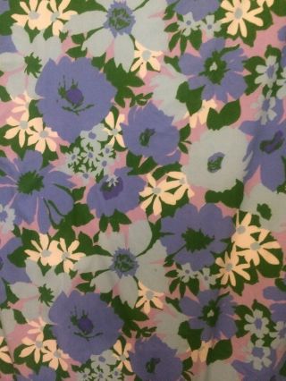 Vtg Curtain Panel 40 X 72 Flower Power Retro 60s 70s Blue Purple Floral Daisy