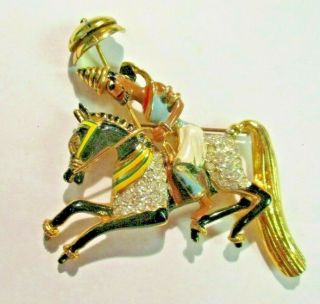 1944 Coro Craft Sterling Gold Vermeil Persian Horse Man Rider Pin