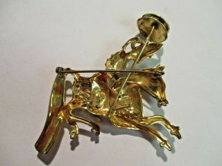 1944 Coro Craft Sterling Gold Vermeil Persian Horse Man Rider Pin 2