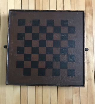 Antique Wooden Game Board With Storage