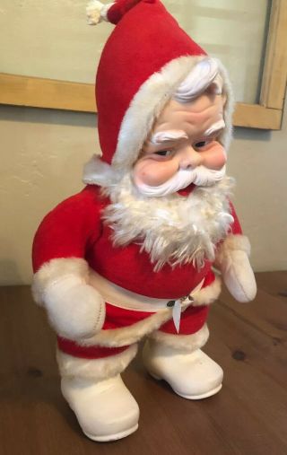 Vintage 1950’s Rushton Rubber Face Plush Stuffed Santa Claus Christmas 17” Tall 2