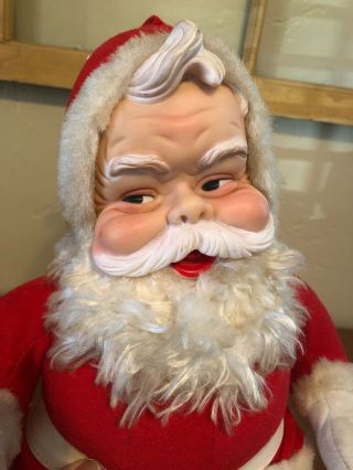 Vintage 1950’s Rushton Rubber Face Plush Stuffed Santa Claus Christmas 17” Tall 3