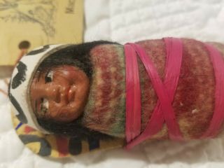 Vintage Papoose Native American Indian Doll.  Mackinac Island Mi.  Souvenir