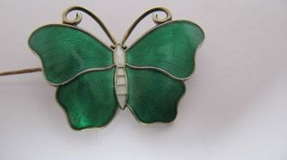 Vintage Silver Enamel Butterfly Brooch Pin Norway Ivar Holth
