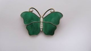 Vintage silver enamel butterfly brooch pin Norway Ivar Holth 2