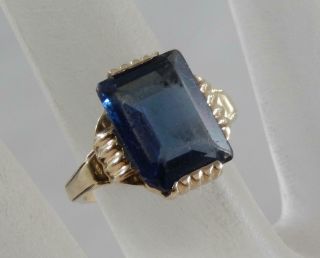 Antique 10 Karat Gold Blue Stone Ring By Ostby & Barton Size 5 1/2 10k F0986
