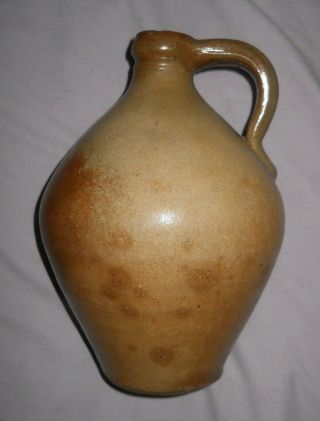 Antique Primitive Ovoid Stoneware Jug Crock W/ Handle Vgc Unsigned