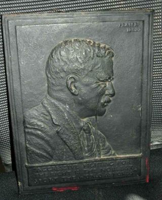 1920 Cast Iron Bas Relief Of Theodore Roosevelt By James Frasier