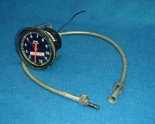 Vintage Moroso Mechanical Tell Tale Tach Tachometer & Cable 0 - 12000 Rpm Gasser
