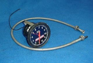 VINTAGE MOROSO MECHANICAL TELL TALE TACH TACHOMETER & CABLE 0 - 12000 RPM GASSER 2