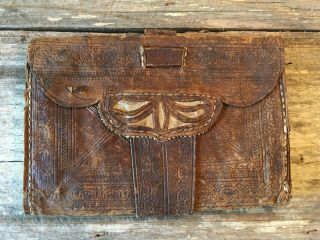 18th Century Leather,  Revolutionary War Period Hand Tooled Wallet