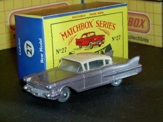 Matchbox Lesney Cadillac 60 Spec 27c Lilac Pink Crim Clr Spw Sc6 Exc Crafted Box