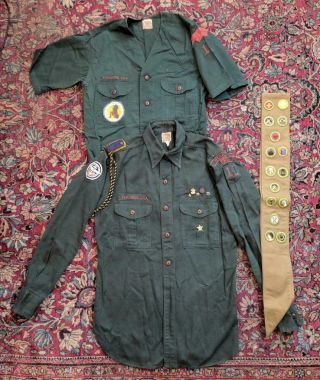 1948 - 1950 Vintage Boy Scout Explorer Uniform Sash Patches Badges Pin Youths Cord