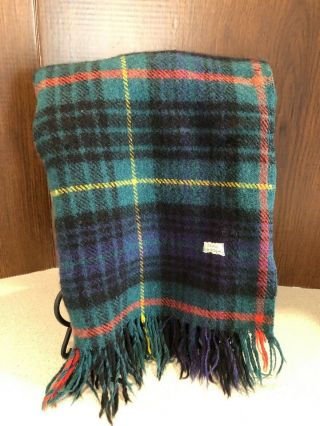 Vintage All Wool Tartan Plaid Throw Blanket Made In England