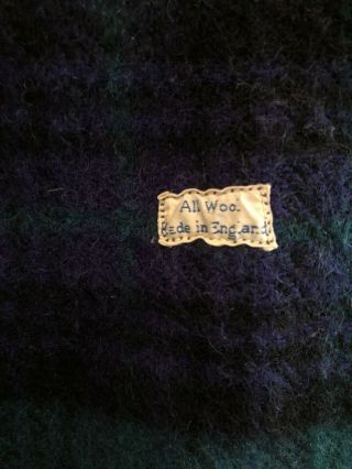 Vintage All Wool Tartan Plaid Throw Blanket Made in England 2