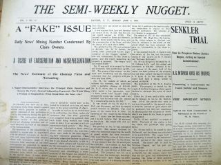 Rare 1900 Dawson Yukon Territory Newspaper W The Nome Alaska Gold Rush