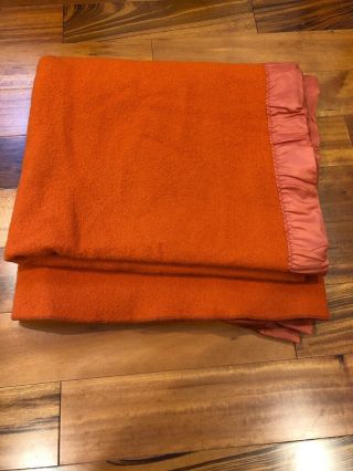 Vintage Faribo Faribault Rust Color 82 " X 74” 100 Wool Blanket,  Made In Usa
