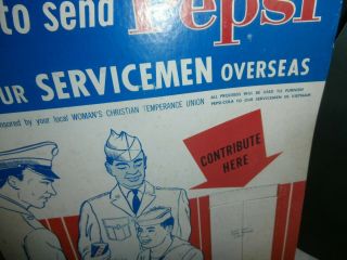 Vintage Pepsi Cardboard Stand Up Sign Help Our Servicemen Overseas 2