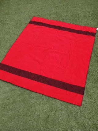Vintage Wool Blanket Red With Black Stripes
