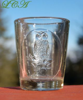 Old Owl Drug Medicine Dose Glass W/ Grandpappy Owl - Hard To Find