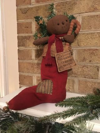 Primitive Raggedy Gingerbread Man Doll Stocking.  Cute