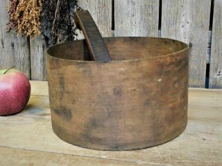 AAFA Early Antique Primitive Round Wood Pantry Box w/ Hooked Scoop 2