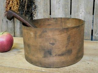 AAFA Early Antique Primitive Round Wood Pantry Box w/ Hooked Scoop 3