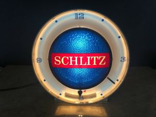 Vintage 1961 Schlitz Beer Bar Lighted Clock - Motion Water Shimmer Effect