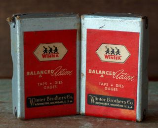 Estate Find 2 Vintage Boxes Winter Brothers Machinist Taps