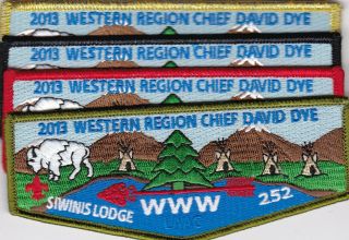 Oa - Lodge 252 Siwinis Flap S - 123 - 126 - 2013 David Dye Western Region Chief Set
