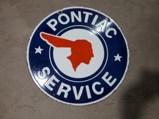 Porcelain Pontiac Service Enamel Sign Size 24 " Round 2 Sided