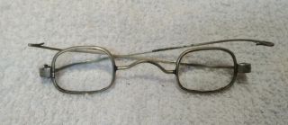Antique Civil War Era Silver?? Eyeglasses/specs & Metal Case.  Unique Glasses