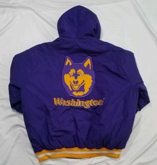 Vintage Uw University Of Washington Huskies Hooded Winter Jacket Sz Xl Euc