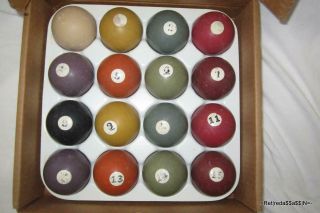Full 16/9 Set Antique Vintage Bakelite Billiard/pool Balls 15,  Cue Ball 2 1/8 "