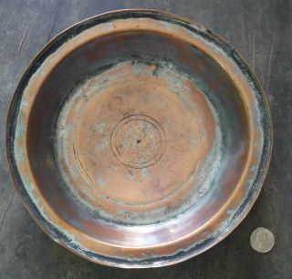Antique 9 1/4 " Copper Hand Made Primitive Bowl 19th Century