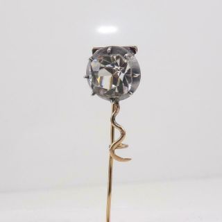 Vtg Antique 18k Gold & Sterling Silver Rose Cut Paste Stone Hat Stick Pin Lfj5