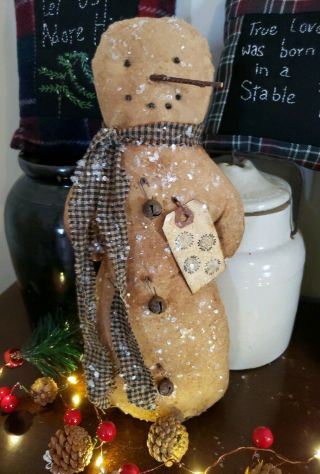 Primitive Snowman Standing Doll 12 " Tall,  Folk Art Winter Christmas