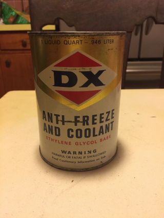 Vintage Metal D X Antifreeze And Coolant Can.  1quart