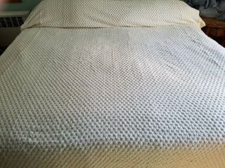Vintage Off White Chenille Full Bedspread,  Made In Usa