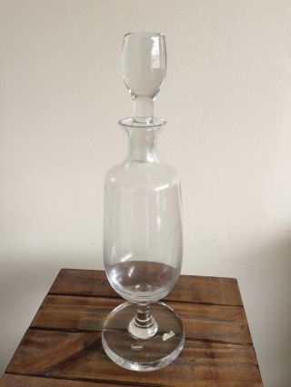 Vintage Krosno Clear Glass Decanter With Glass Stopper 15 " (1 Qt - 4 Cups)