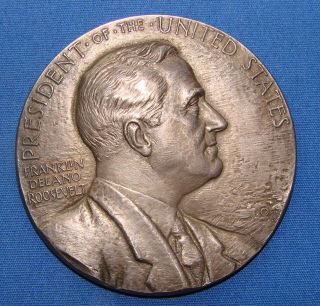 Scarce Franklin D.  Roosevelt Inauguration Medal In Silver 1933,  1937 & 1941