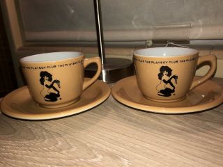 Vintage Playboy Club Coffee Cup & Saucer Set Leroy Neiman Femlin W/ Key