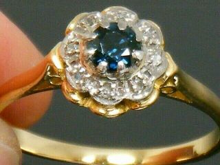 18ct Gold 18k Gold Antique Art Deco Sapphire & Diamond Daisy Cluster Ring Size R