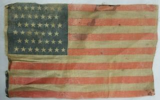 Antique 1892 44 Star American Flag Parade Flag Decoration Fabric Americana