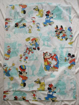 Vtg 70s 80s Mickey Mouse Flat Sheet For Twin Bed 63x104 Pacific Usa Walt Disney