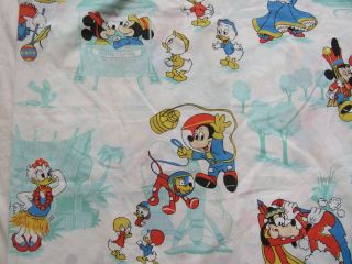 Vtg 70s 80s Mickey Mouse Flat Sheet for Twin Bed 63x104 Pacific USA Walt Disney 2