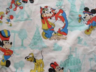Vtg 70s 80s Mickey Mouse Flat Sheet for Twin Bed 63x104 Pacific USA Walt Disney 3