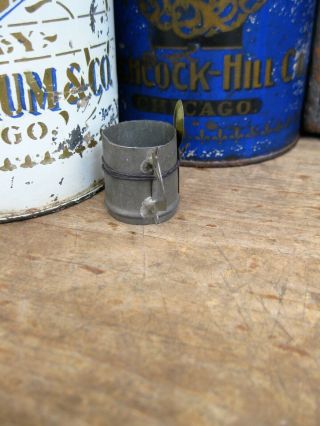 Tiny Early Antique Child ' s Toy Tin Cup w Spoon German Dollhouse 2
