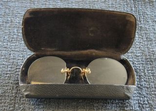 Antique Rolled Gold Pince - Nez W G Kett Mark Foy Sydney Case
