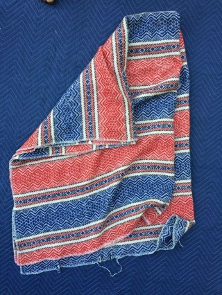 Vintage Faribo 100 Wool Throw Blanket Red White Blue Nordic Pattern Minnesota